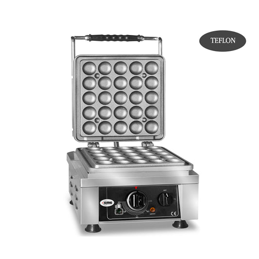 GMG - Waffeleisen Lokmia-L - 1x Ø 25 x 4,2cm x 1,2cm / 2,4cm - 50° bis 300°C Feste Backplatte aus Gusseisen - Fettfangrinne GMG