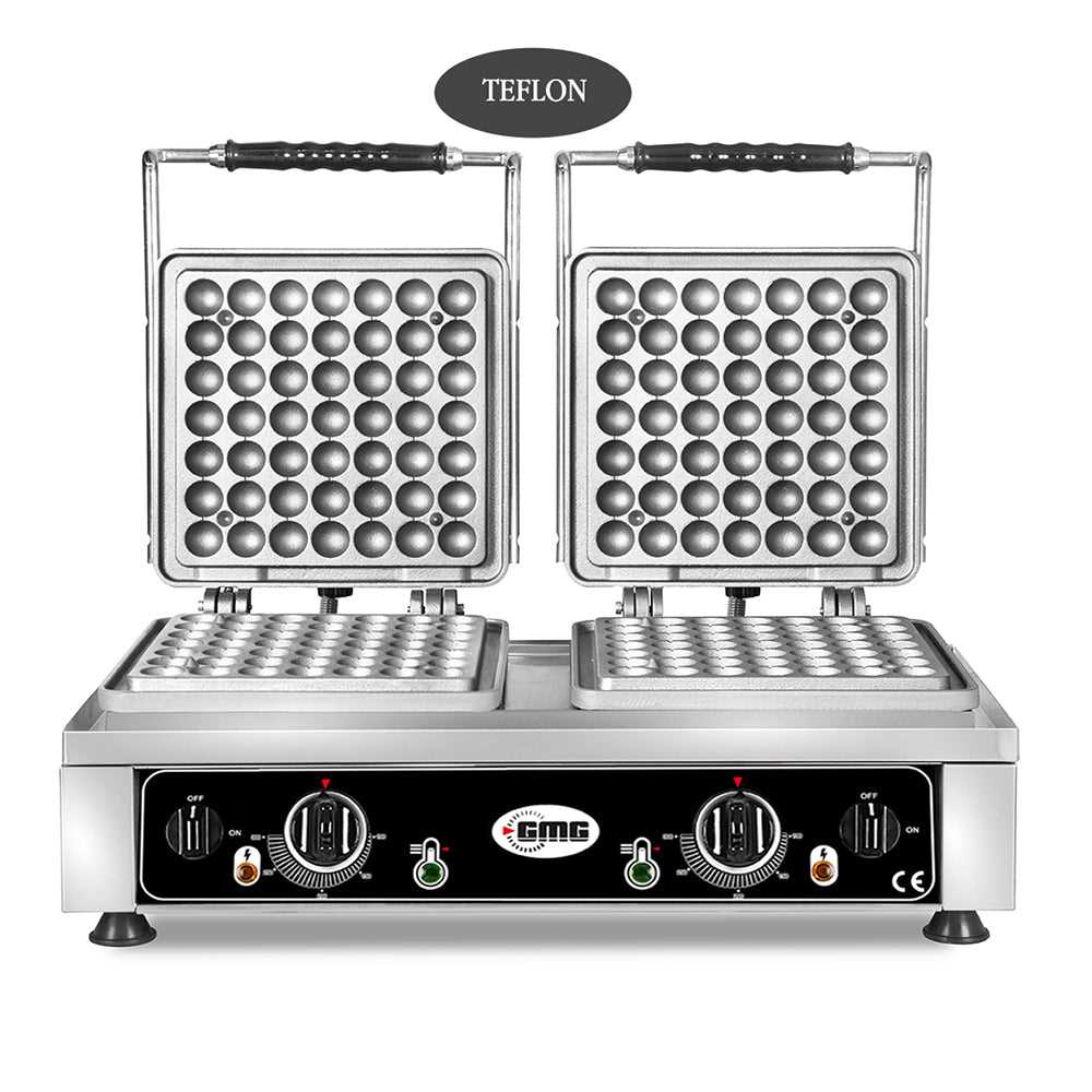 GMG - Waffeleisen Lokmia-S - 1x Ø 49 x 3cm x 1,4cm / 2,8cm - 50° bis 300°C Feste Backplatte aus Gusseisen - Fettfangrinne GMG