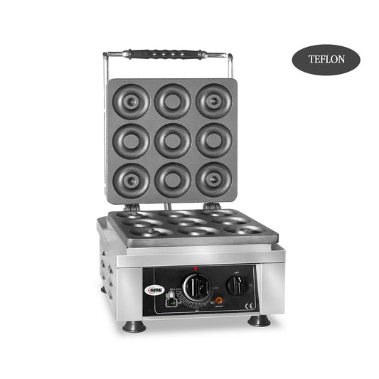 GMG - Waffeleisen Donato - 1x Ø 9 x 8cm x 1,4cm / 2,8cm - 50° bis 300°C Feste Backplatte aus Gusseisen - Fettfangrinne GMG
