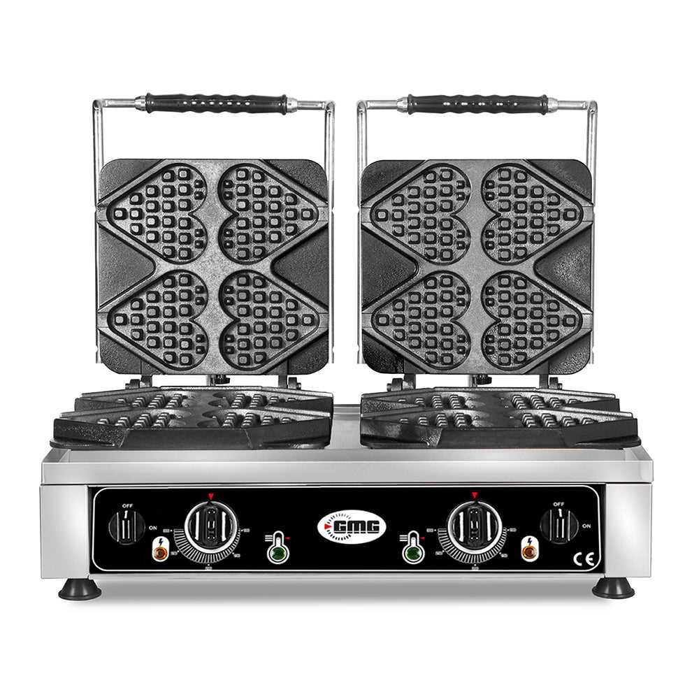GMG - Waffeleisen Ti amo - 8x 13,2 x 12,5 x 2,8cm - 50° bis 300°C Feste Backplatte aus Gusseisen - Gehäuse Edelstahl GMG