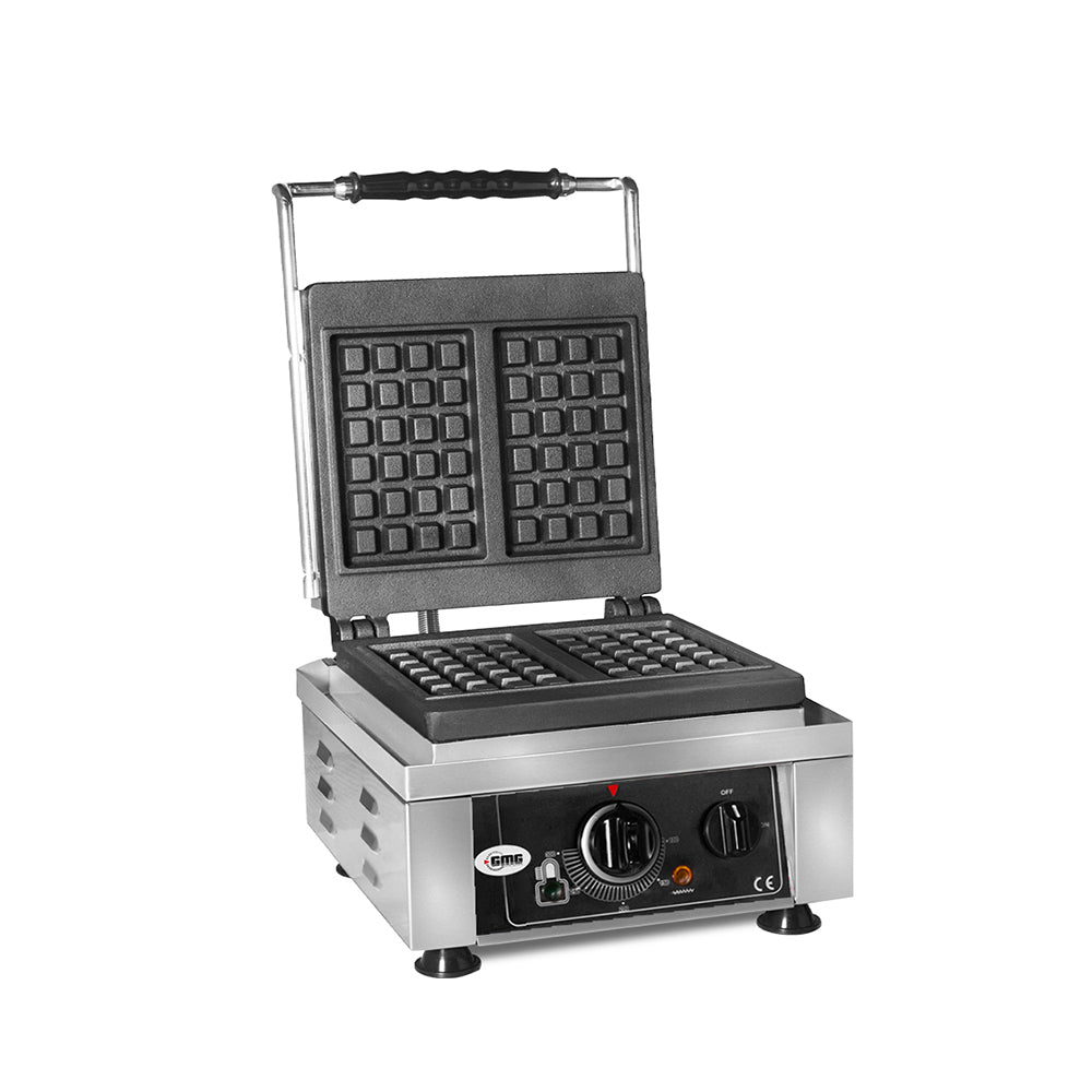 GMG - Waffeleisen Classico - 2x 10 x 17 x 1,5cm - 50° bis 300°C - Feste Backplatte aus Gusseisen - Umlaufende Fettfangrinne GMG