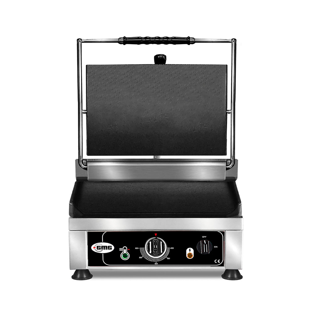 GMG - Kontaktgrill - ▲ & ▼ Glatt - mit Grillplatten aus Gusseisen, Fettauffangschale und Temperaturregelung 50° - 300° C GMG