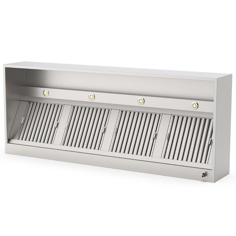 Kastenhaube, 2500x1000x400mm, mit Filter, LED-Licht und Ablassventil Qusinox