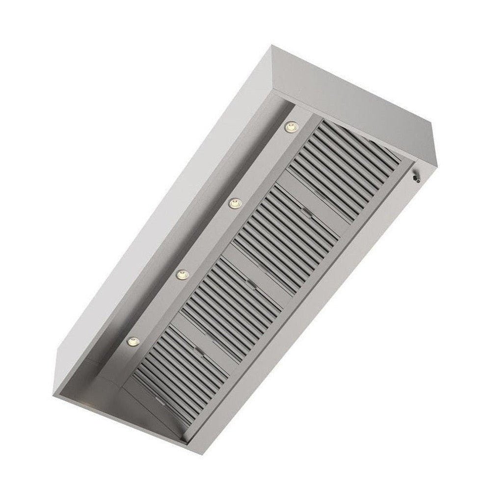 Kastenhaube, 3800x1000x400mm, mit Filter, LED-Licht und Ablassventil Qusinox