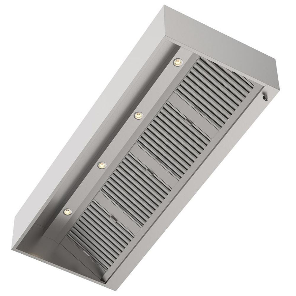 Kastenhaube, 2500x1000x400mm, mit Filter, LED-Licht und Ablassventil Qusinox