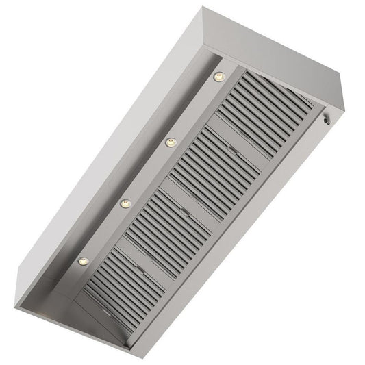 Kastenhaube, 2500x1000x400mm, mit Filter, LED-Licht und Ablassventil Qusinox