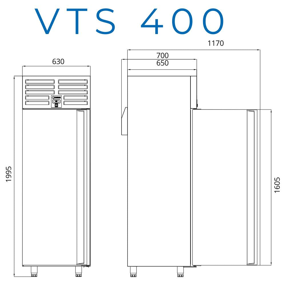 Kühlschrank Edelstahl, VTS 400, mit 1 Tür, 400 Liter, iceinox, 630x650x2000mm iceinox