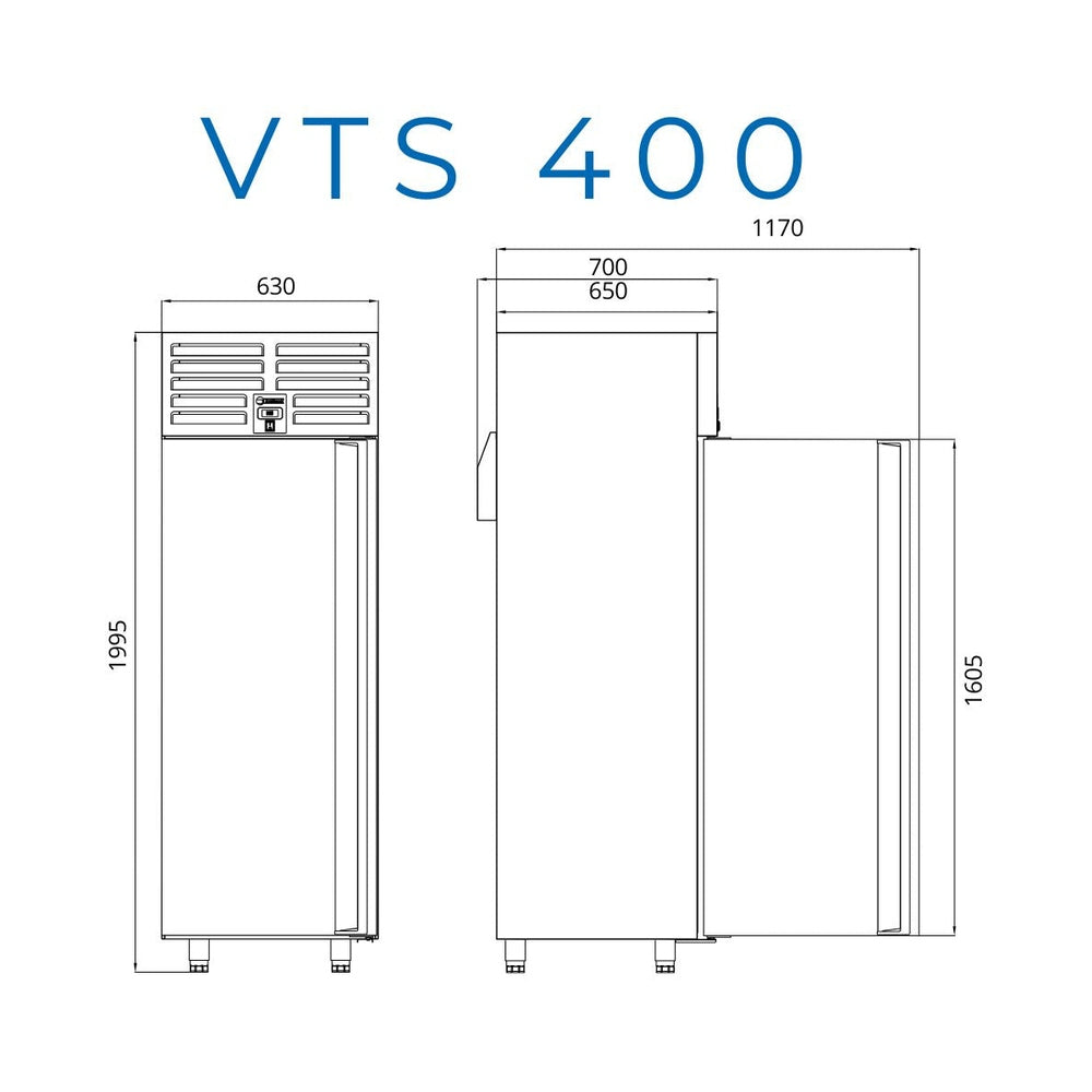 Kühlschrank Edelstahl, VTS 400, mit 1 Tür, 400 Liter, iceinox, 630x650x2000mm iceinox