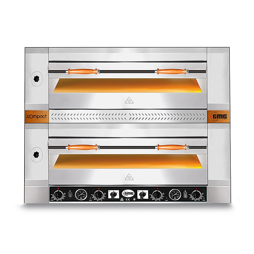 GMG - Pizzaofen - 6+6x Ø 30 cm | 12 kW 400V | Bedienelement unten - mit Schamottsteinboden - 2 Backkammern GMG