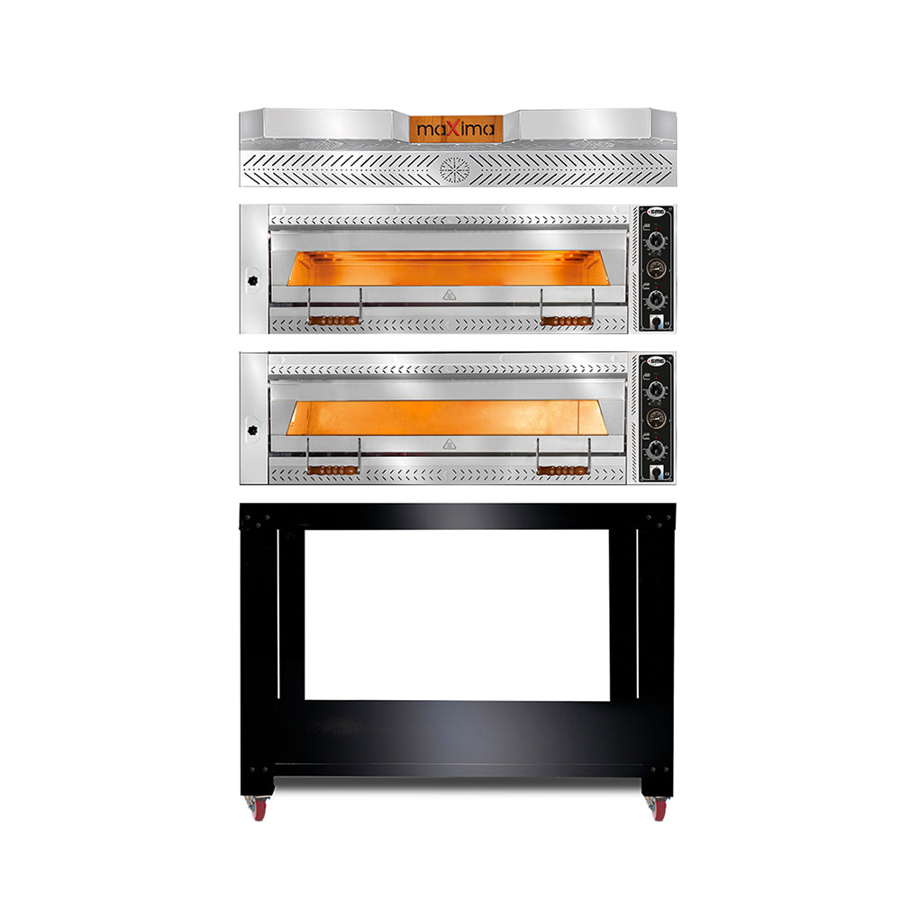 GMG - Pizzaofen - 9+9x Ø 35cm | 24 kW 400V | Stapelbar - mit Schamottsteinboden - 2 Backkammern GMG