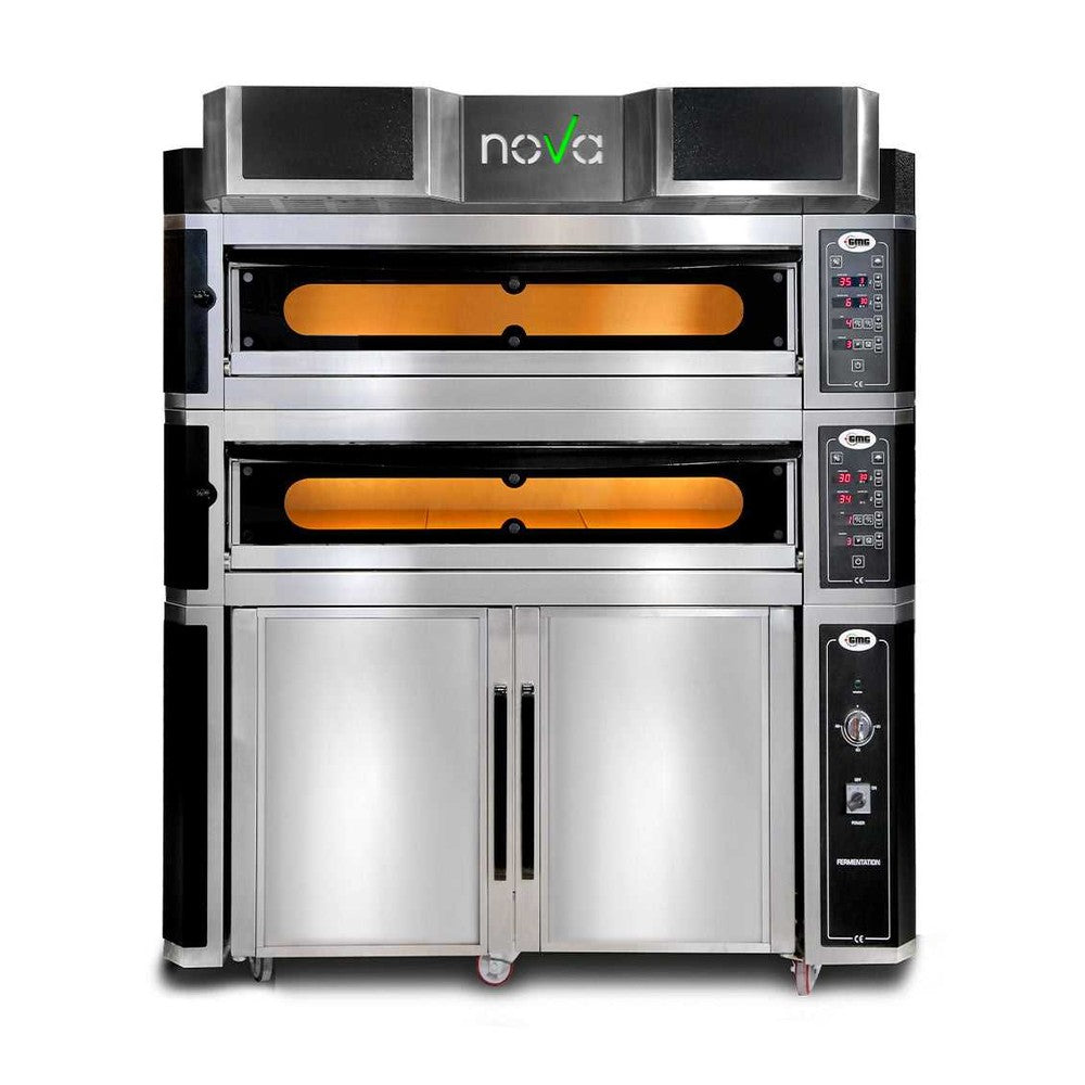 GMG - Pizzaofen inkl. Haube & Gärschrank - Innenisolierung aus Steinwolle & Vollschamottstein | 2x 8,0 kW 400V GMG