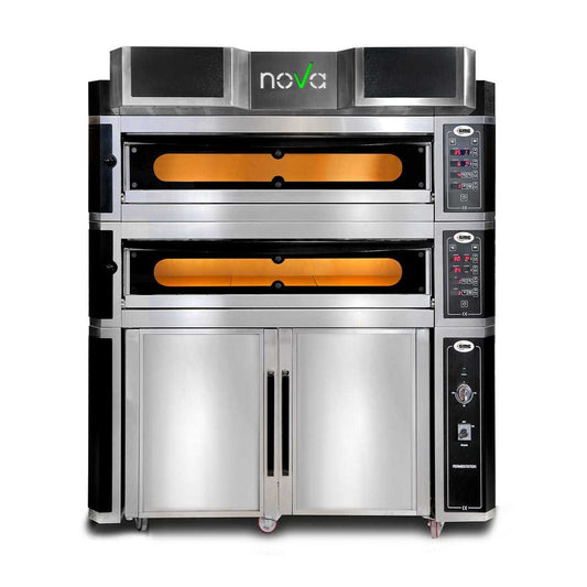 GMG - Pizzaofen inkl. Haube & Gärschrank - Innenisolierung aus Steinwolle & Vollschamottstein | 2x 8,0 kW 400V GMG