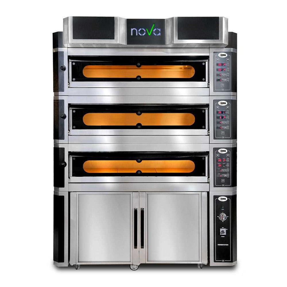 GMG - Pizzaofen inkl. Haube & Gärschrank - Innenisolierung aus Steinwolle & Vollschamottstein | 3x 8,0 kW 400V GMG