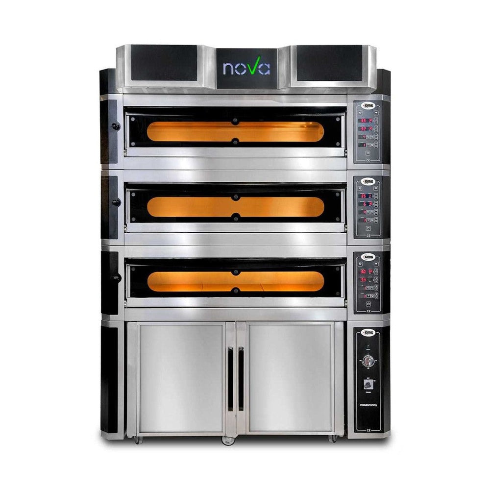 GMG - Pizzaofen inkl. Haube & Gärschrank - Innenisolierung aus Steinwolle & Vollschamottstein | 3x 8,0 kW 400V GMG