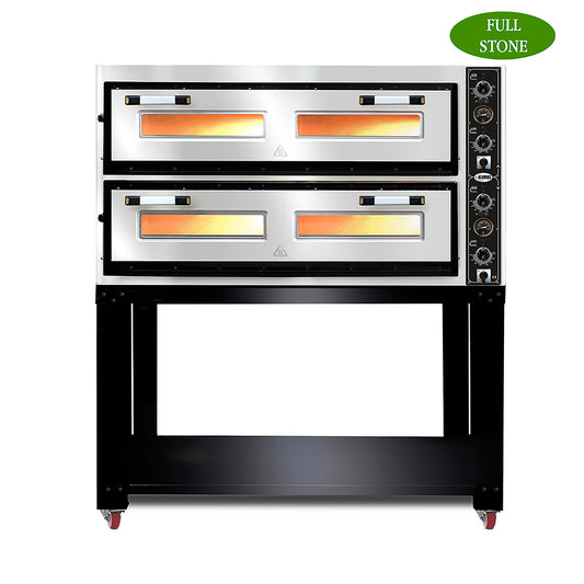 GMG - Pizzaofen PF10570 Lux mit Thermometer elektrisch - 6+6x Ø33cm | 16 kW | 400V - Edelstahl 2 Etagen Vollschamott GMG