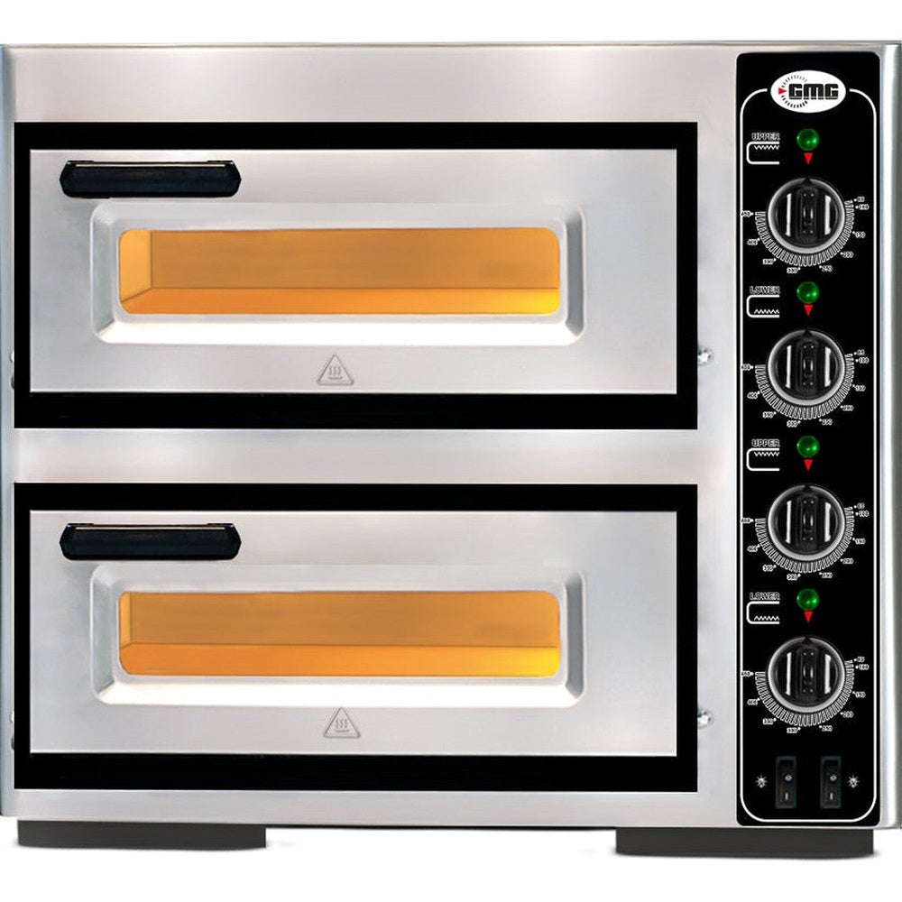 GMG - Pizzaofen PF3232 DE4 elektrisch - 1+1x Ø 32cm | 5,0 kW | 400V | 5,0 kW | 400V - Edelstahl 2 Backkammer GMG