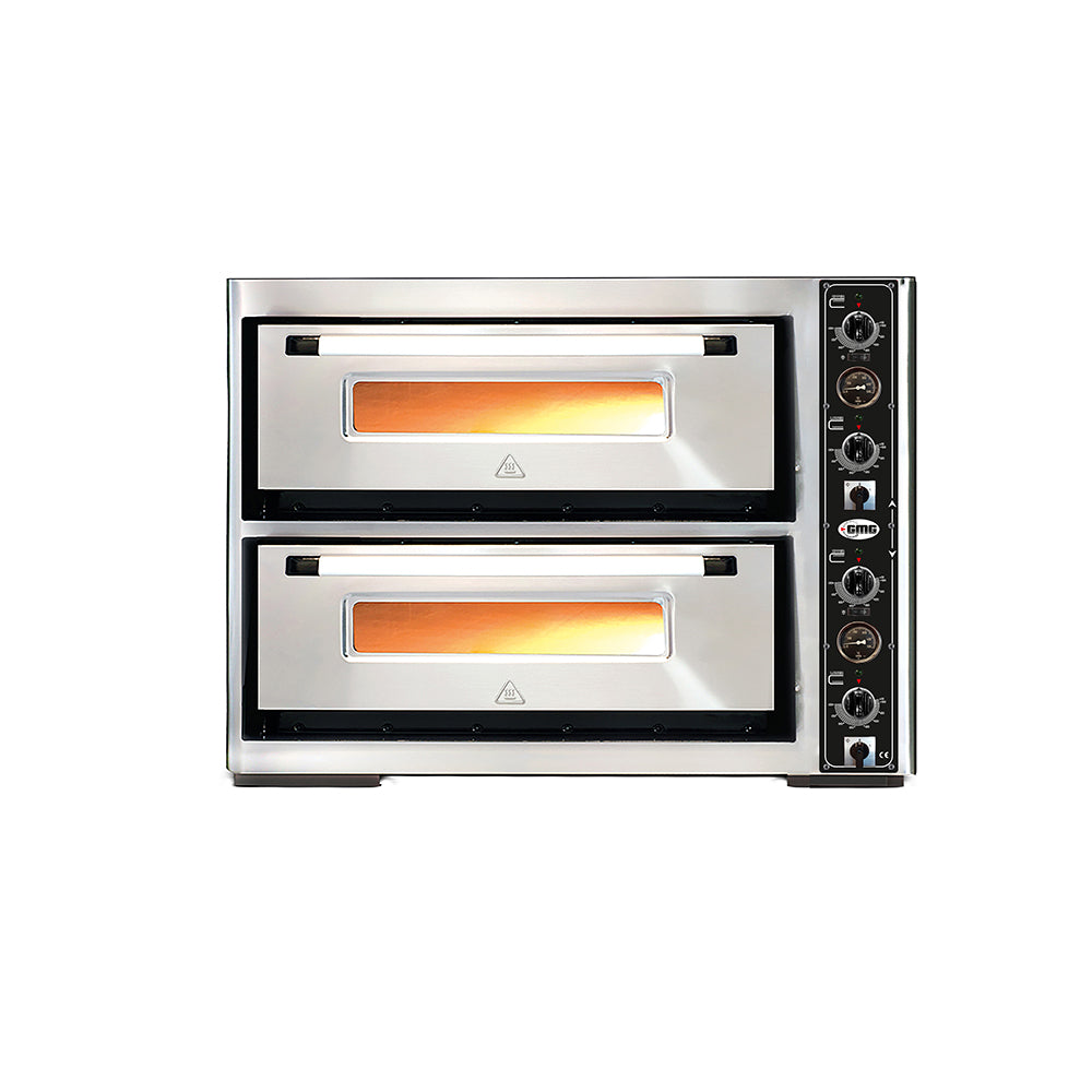 GMG - Pizzaofen PF6262 DE mit Thermometer elektrisch - 4+4x Ø30cm | 10 kW | 400V - Edelstahl 2 Backkammern GMG