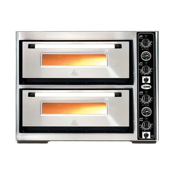 GMG - Pizzaofen PF70105 DE mit Thermometer elektrisch - 6+6x Ø34cm | 15 kW | 400V - Edelstahl 2 Backkammern GMG