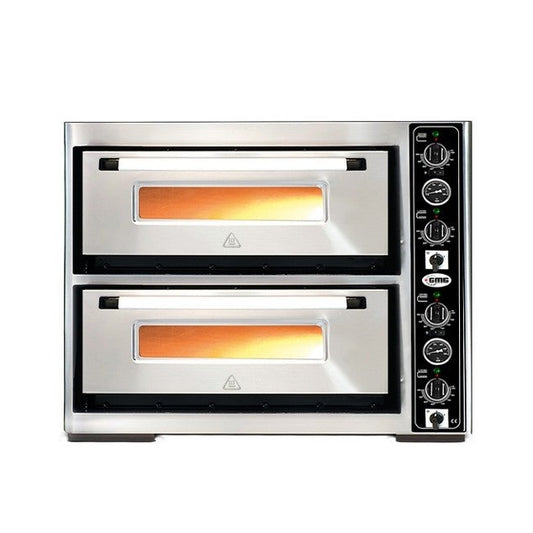 GMG - Pizzaofen PF70105 DE mit Thermometer elektrisch - 6+6x Ø34cm | 15 kW | 400V - Edelstahl 2 Backkammern GMG