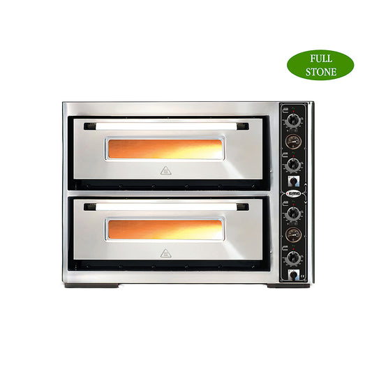 GMG - Pizzaofen PF7070 Lux mit Thermometer elektrisch - 4+4x Ø33cm | 10 kW | 400V - Edelstahl 2 Etagen Vollschamott GMG