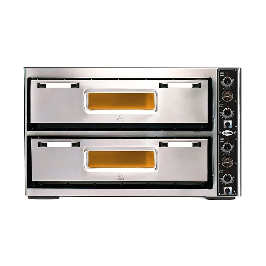 GMG - Pizzaofen PF9262 DE mit Thermometer - elektrisch - 6+6x Ø30cm | 12 kW | 400V - Edelstahl 2 Backkammern GMG