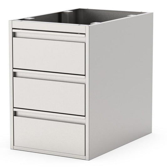 Schubladenblock, 3 Schubladen, Unterbaumodul 400x660x625mm, für Arbeitstisch 700mm tief Qusinox