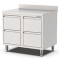 Edelstahl Schubladenschrank, 800x700x900mm, mit 4 Schubladen und Aufkantung Qusinox