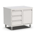 Edelstahl Schubladenschrank, 800x700x900mm, mit 3 Schubladen links und Kipptür Qusinox