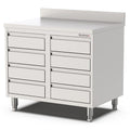 Edelstahl Schubladenschrank, 1000x600x900mm, mit 8 Schubladen und Aufkantung Qusinox