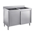 SARO Spülschrank mit Schiebetüren 1200mm, 2 Becken mittig SARO