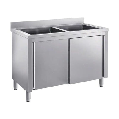 SARO 1400 mm Sink Cabinet – Centrally Mounted Double Bowl, Sliding Doors