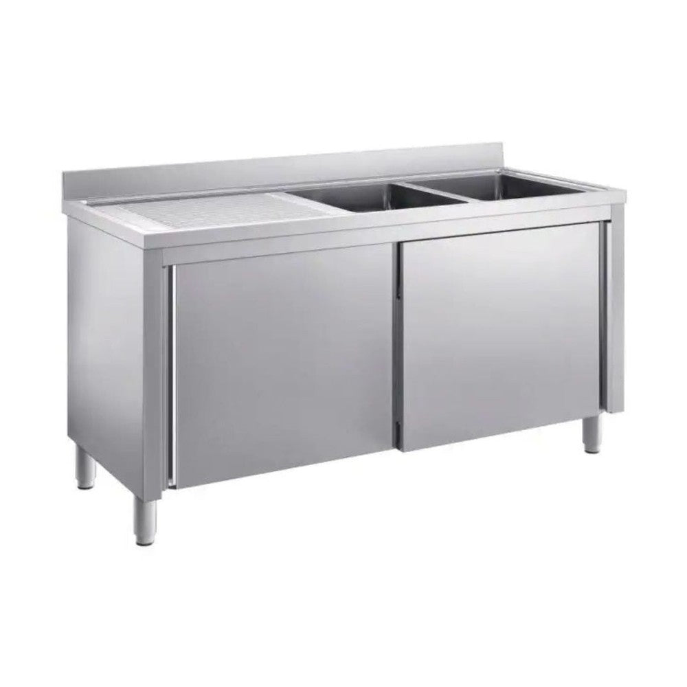 SARO Spülschrank mit Schiebetüren 2000mm, 2 Becken rechts SARO
