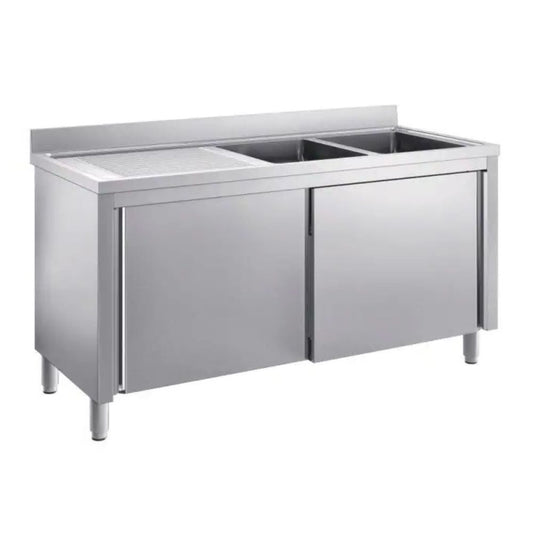 SARO Spülschrank mit Schiebetüren 2000mm, 2 Becken rechts SARO