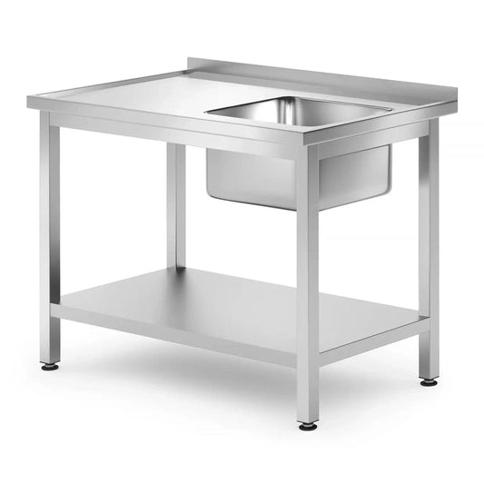 Waschtisch mit Ablage – verschraubt, Tiefe 700 mm, HENDI, Kitchen Line, Rechts, 1000x700x H 850mm HENDI