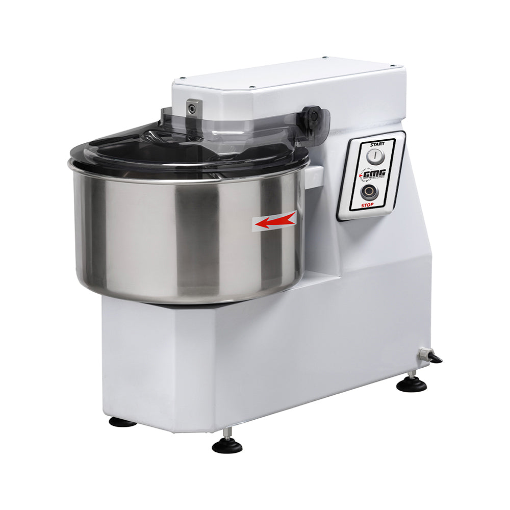 GMG - Teigknetmaschine 32 Lt. / 25 Kg 230V - fester Kopf und Wanne - inkl. Spirale, Teigteiler und Wanne aus Edelstahl GMG