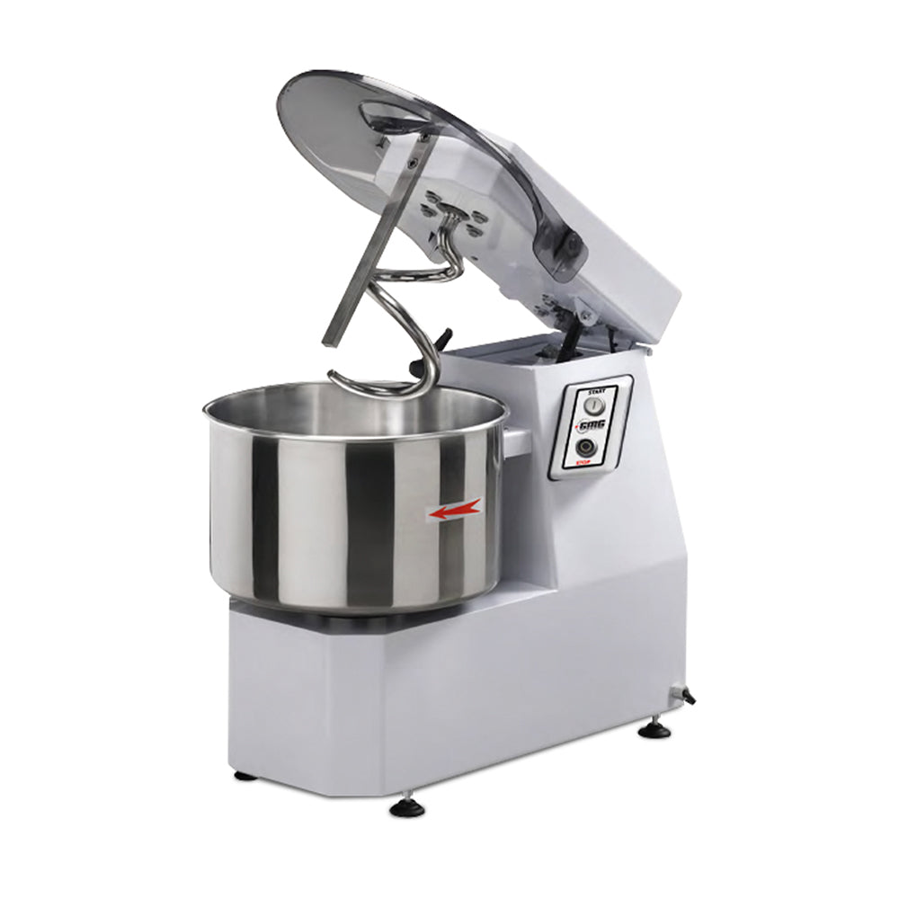 GMG - Teigknetmaschine 62Lt. / 50Kg 400V - Hebbarer Kopf und Fester Kessel - Zweiphasige Geschwindigkeit GMG