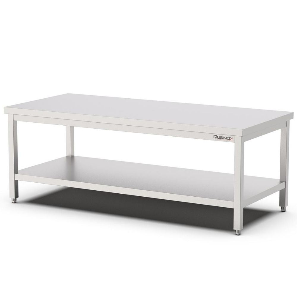 Edelstahl Unterbau-Arbeitstisch, 1000x600x600mm, mit Grundboden Qusinox