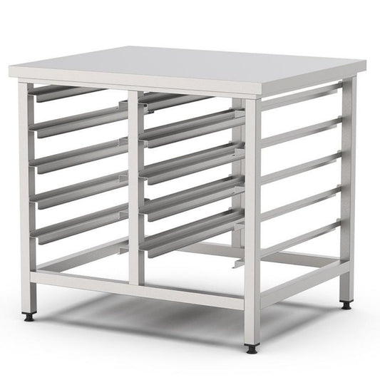 Untergestell für Heissluftöfen und Kombidämpfer, 1000x800x900mm, mit 10 Blechhalter Qusinox