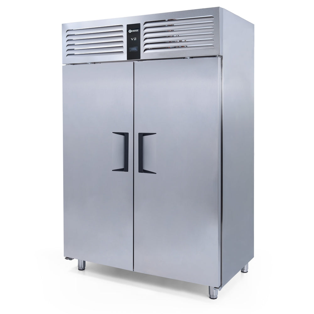 Tiefkühlschrank Edelstahl, VTS 1340, mit 2 Glastüren, 1350 Liter, GN 2/1, iceinox, 1400x870x2100mm iceinox