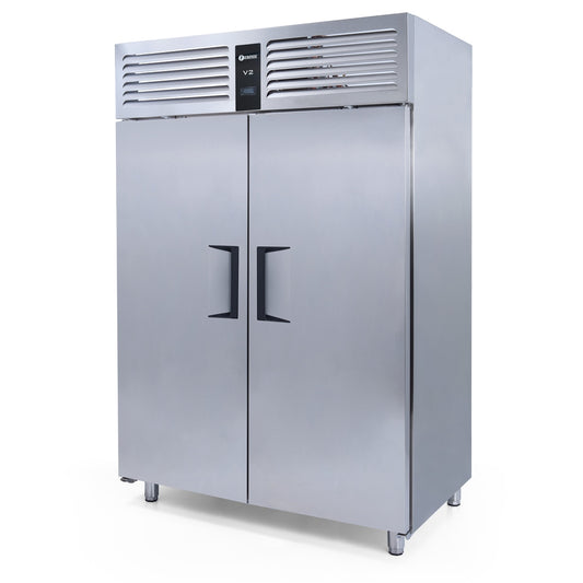 Tiefkühlschrank Edelstahl, VTS 1340, mit 2 Glastüren, 1350 Liter, GN 2/1, iceinox, 1400x870x2100mm iceinox
