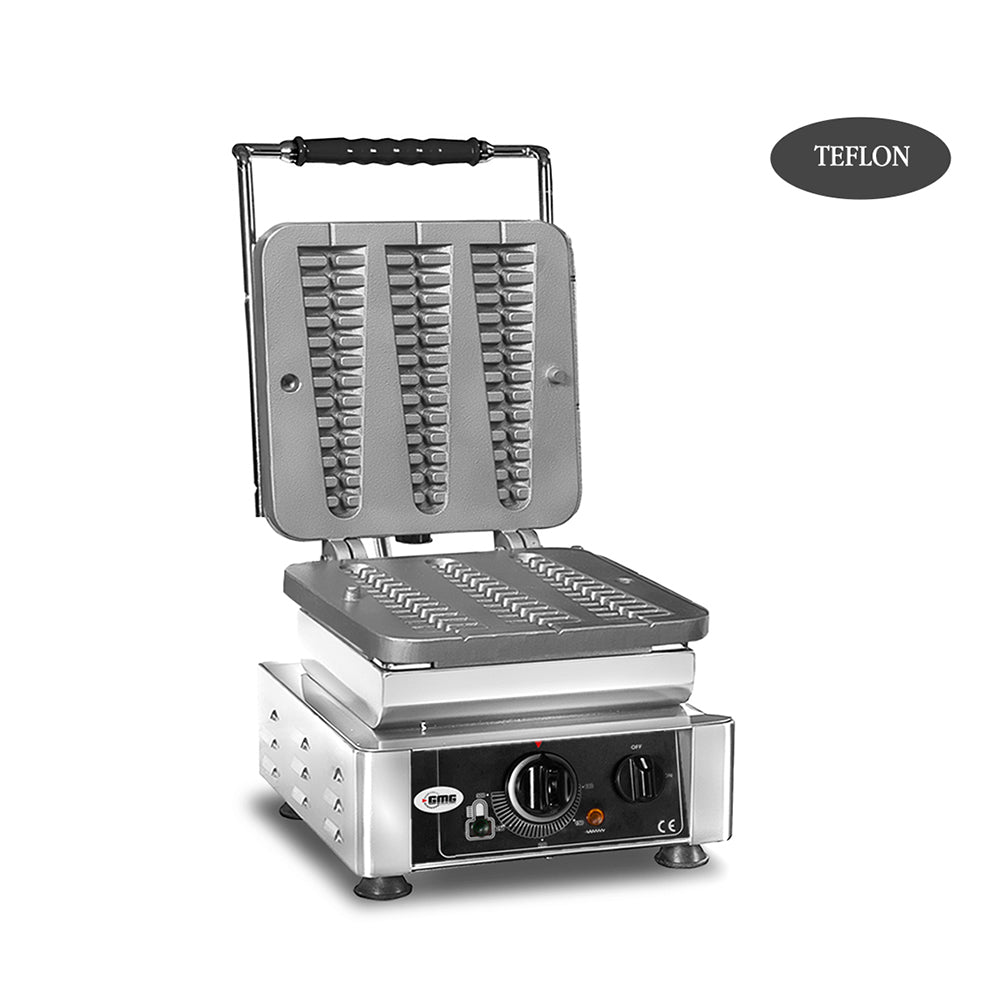 GMG - Waffeleisen Bruxelles - 3x 23 x 3 x 2,4cm - Wechselbare Backplatte & einfache Montage - 50° bis 300°C - Leichte Reinigung GMG