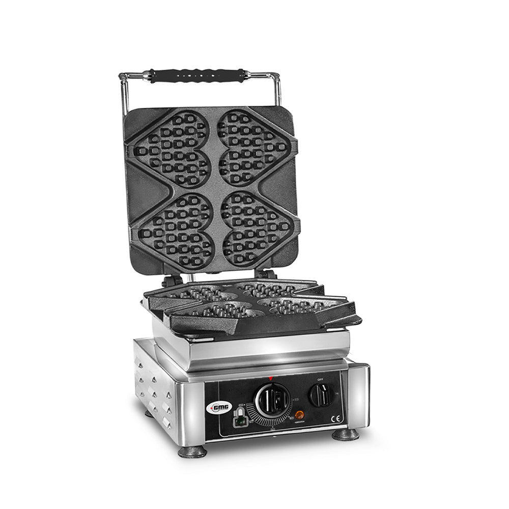 GMG - Waffeleisen Ti amo - 4x 13,2 x 12,5 x 2,8cm - Wechselbare Backplatte & einfache Montage - 50° bis 300°C - Leichte Reinigung GMG