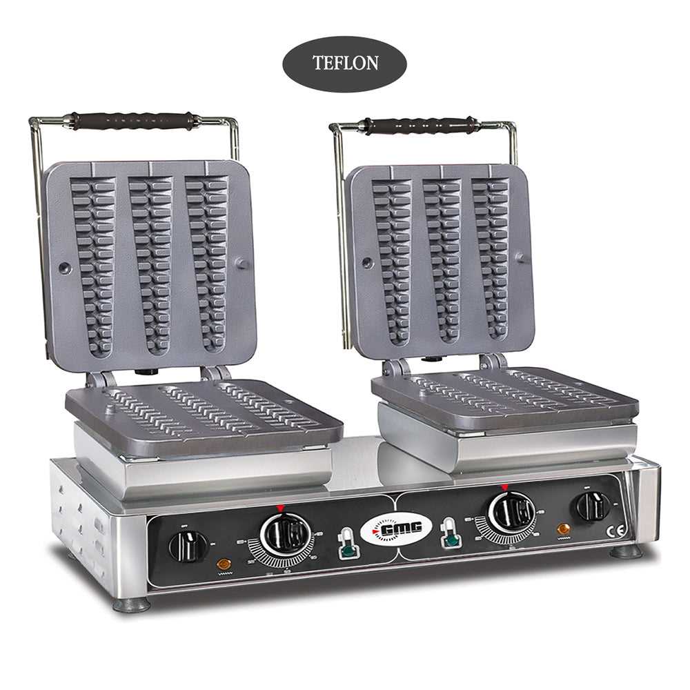 GMG - Waffeleisen Bruxelles - 6x 23 x 3 x 2,4cm - Wechselbare Backplatte & einfache Montage - 50° bis 300°C - Leichte Reinigung GMG