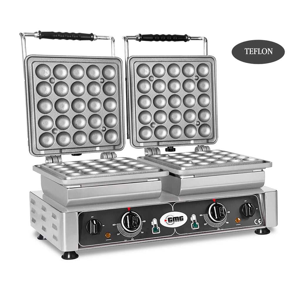 GMG - Waffeleisen Lokmia-L - 2x Ø25 x 4,2cm x 1,2cm/2,4cm - Wechselbare Backplatte & einfache Montage - 50° bis 300°C -Leichte Reinigung GMG