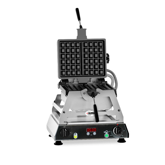 GMG - Waffeleisen Rondo - 2x 10,8 x 17,4 x 1,4cm - Wechselbare Backplatte aus Gusseisen - 180° drehbar - 50° bis 300°C - Gehäuse Edelstahl - mit Timer GMG