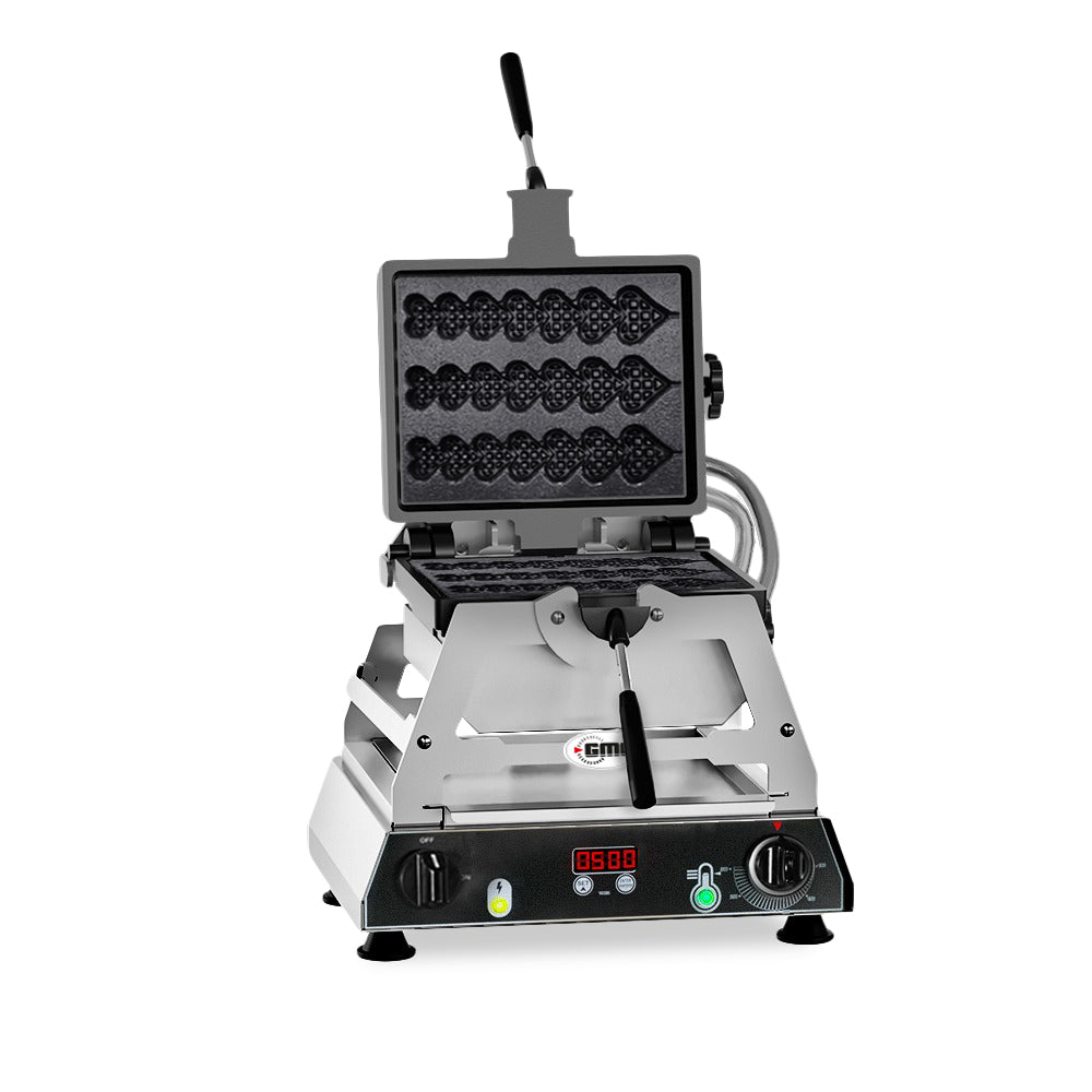 GMG - Waffeleisen Rondo - 3x 6 x 20 x 1,4cm - Wechselbare Backplatte aus Gusseisen - 180° drehbar - 50° bis 300°C - Gehäuse Edelstahl - mit Timer GMG