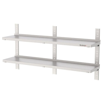 Wandbord, 1500x300x700mm, mit 2 Etage Qusinox