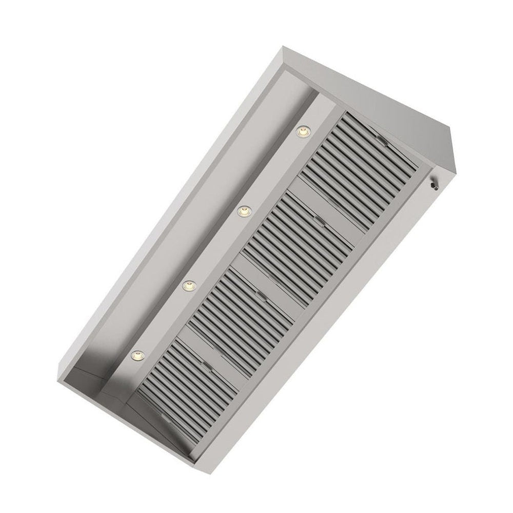Wandhaube, 4000x1000x400mm, mit Filter, LED-Licht und Ablassventil Qusinox