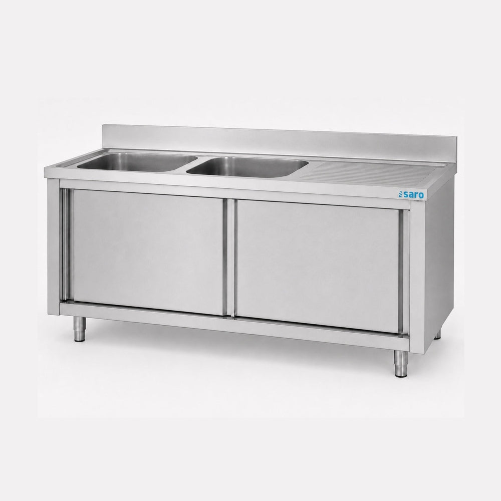 SARO Spülschrank mit Schiebetüren 2000mm, 2 Becken links
