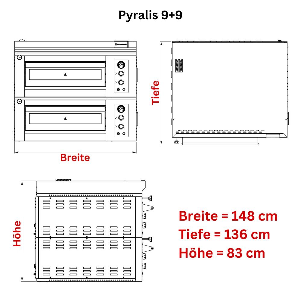 Pizza Group Pizzaofen Pyralis D18 – 2 × 9 Pizzen, digital